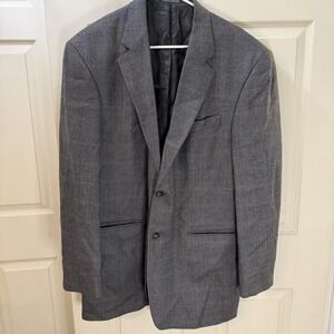 Oscar De La Renta Men's 46 L Wool Jacket Blazer Business Career Wedding Gray
